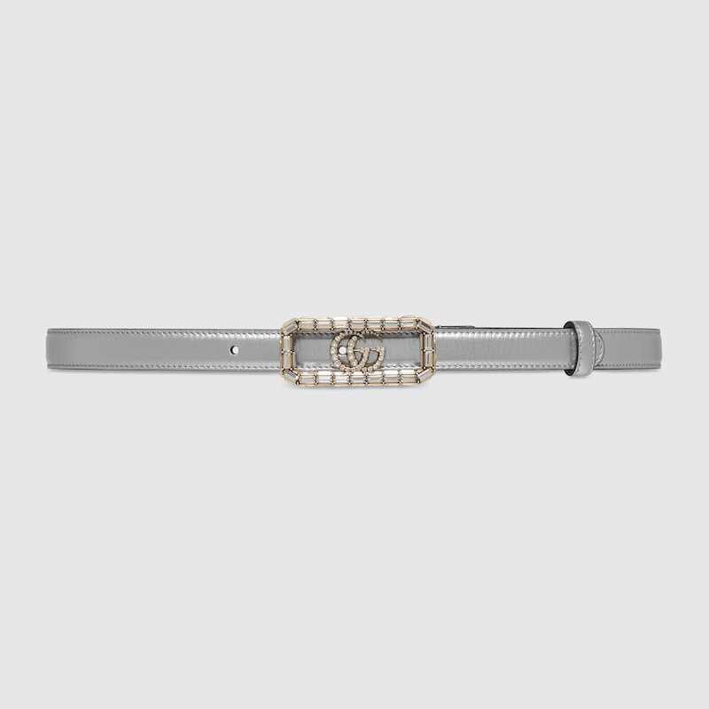 Thin belt with crystal Double G buckle - Image 1